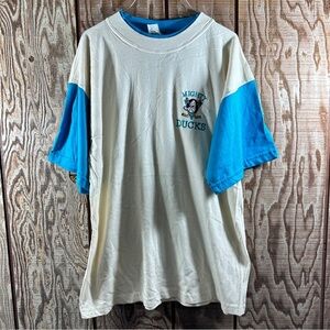 Vintage Anaheim Mighty Ducks NHL Embroidered Color Block Tshirt Made in USA NWOT